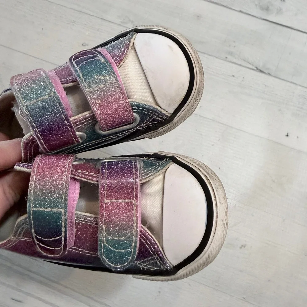 Converse‎ girls blue pink purple shimmer shoes little kids size 5